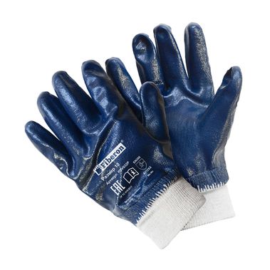 Перчатки х/б обливные нитрил (синие), эласт. манжет, XL